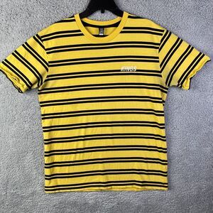 KINGS T-Shirt Mens  Embroidered Logo Short Sleeve Size L Striped Yellow Black